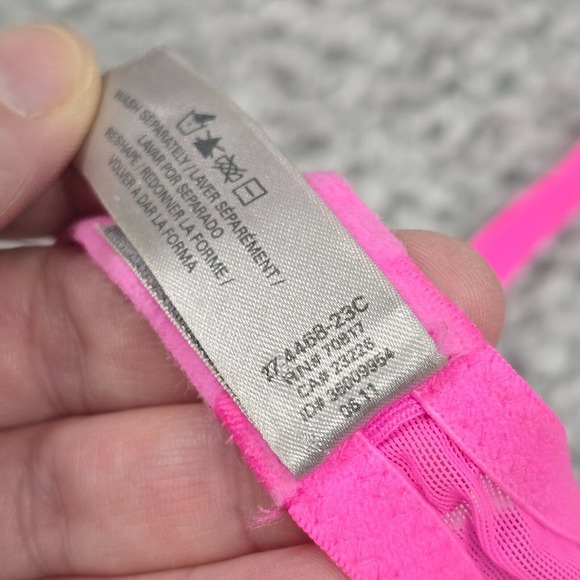 Victorias Secret Balconette Bra 34C Underwire Pink Lace‎ Padded Y2K Coquette - Picture 10 of 11